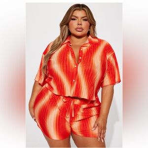 Adella Plisse Short Set- Size 1X! BNWT! Fashion Nova 🍊🍓